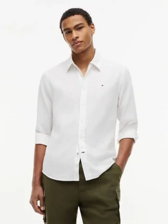 Camisa de corte regular en mezcla de lino