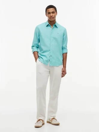 Camisa de corte regular en mezcla de lino