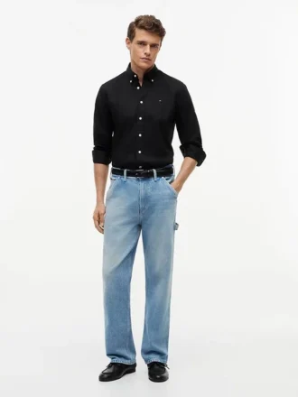 Camisa de corte regular en mezcla de lino