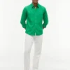 Camisa de corte regular en mezcla de lino