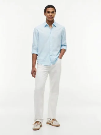 Camisa de corte regular en mezcla de lino