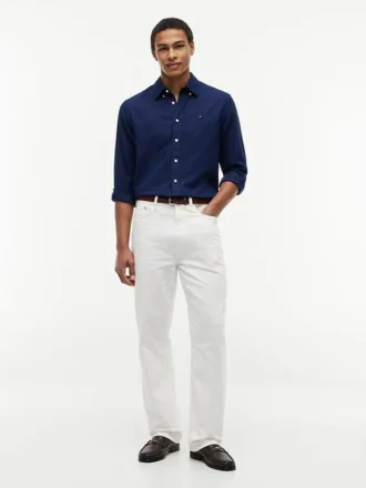 Camisa de corte regular en mezcla de lino