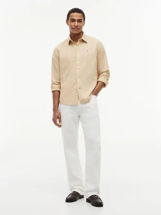 Camisa de corte regular en mezcla de lino