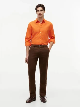 Camisa de corte regular en mezcla de lino