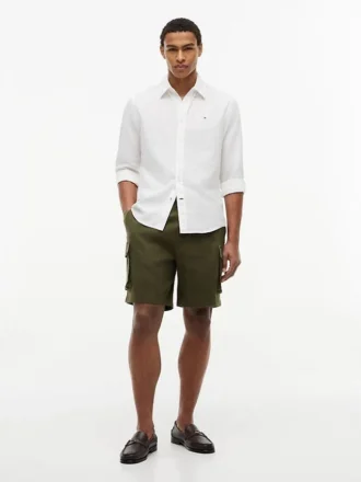 Camisa de corte regular en mezcla de lino