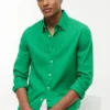 Camisa de corte regular en mezcla de lino