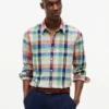 Camisa de corte regular en mezcla de lino Madras