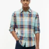 Camisa de corte regular en mezcla de lino Madras