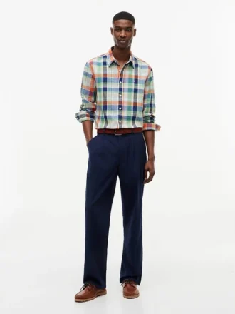 Camisa de corte regular en mezcla de lino Madras