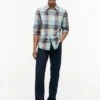 Camisa de corte regular en mezcla de lino Madras
