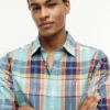 Camisa de corte regular en mezcla de lino Madras