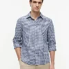 Camisa de corte regular en mezcla de lino y cuadros vichy