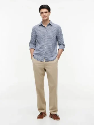 Camisa de corte regular en mezcla de lino y cuadros vichy