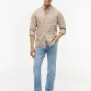 Camisa de corte regular en mezcla de lino y cuadros vichy