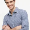 Camisa de corte regular en mezcla de lino y cuadros vichy