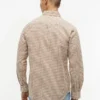 Camisa de corte regular en mezcla de lino y cuadros vichy