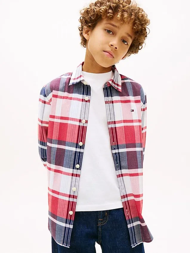 Camisa de cuadros elástica de Oxford para niño Camisa de cuadros elástica de Oxford para niño