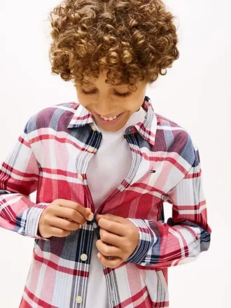 Camisa de cuadros elástica de Oxford para niño