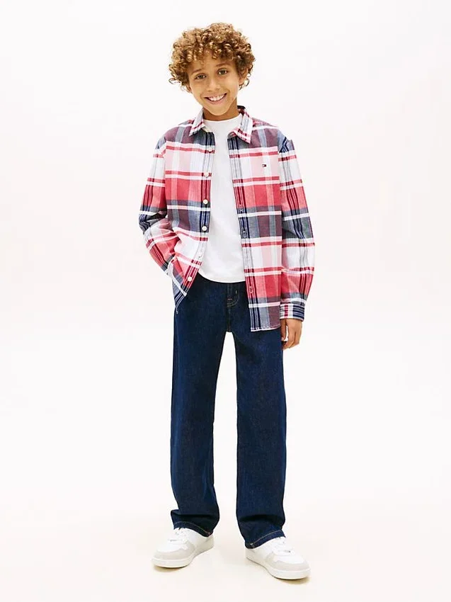 Camisa de cuadros elástica de Oxford para niño Camisa de cuadros elástica de Oxford para niño
