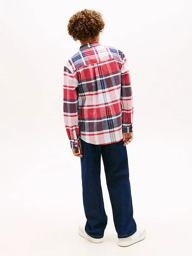 Camisa de cuadros elástica de Oxford para niño Camisa de cuadros elástica de Oxford para niño