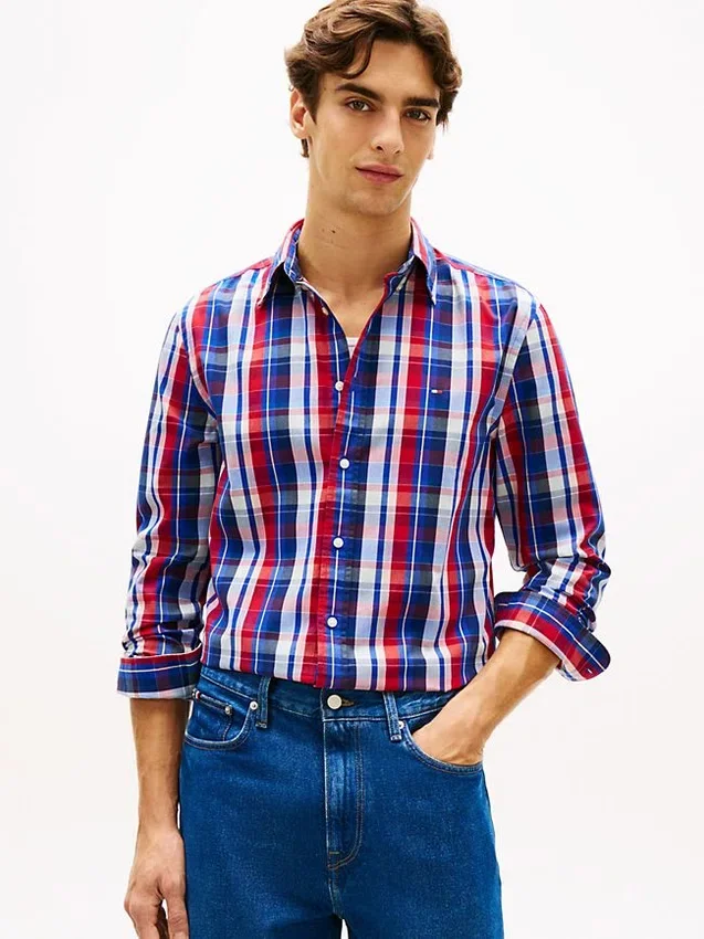 Camisa de cuadros multicolor con corte regular Camisa de cuadros multicolor con corte regular