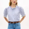 Camisa de gasa de algodón con ribete de volantes Camisa de gasa de algodón con ribete de volantes
