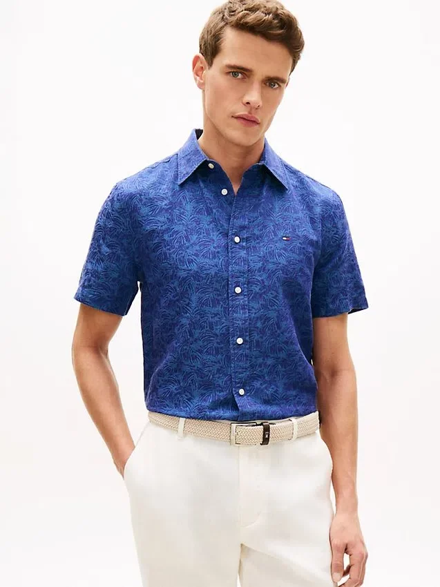 Camisa de jacquard con estampado de palmeras Camisa de jacquard con estampado de palmeras