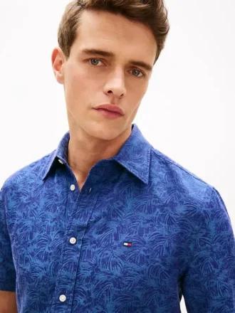 Camisa de jacquard con estampado de palmeras