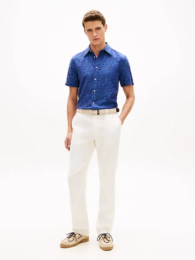 Camisa de jacquard con estampado de palmeras Camisa de jacquard con estampado de palmeras