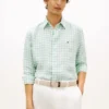 Camisa de lino a cuadros de corte regular Camisa de lino a cuadros de corte regular