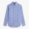 Camisa de lino a cuadros de corte regular Camisa de lino a cuadros de corte regular