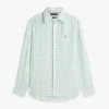 Camisa de lino a cuadros de corte regular Camisa de lino a cuadros de corte regular