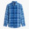 Camisa de lino a cuadros Madras de corte regular Camisa de lino a cuadros Madras de corte regular