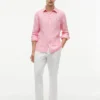 Camisa de lino a rayas de corte regular