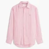 Camisa de lino a rayas de corte regular