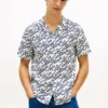 Camisa de lino con estampado de monograma en letra cursiva