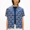 Camisa de lino con estampado de monograma en letra cursiva