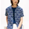 Camisa de lino con estampado de monograma en letra cursiva