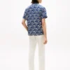 Camisa de lino con estampado de monograma en letra cursiva