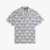 Camisa de lino con estampado de monograma en letra cursiva
