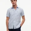Camisa de lino con estampado náutico de corte regular Camisa de lino con estampado náutico de corte regular