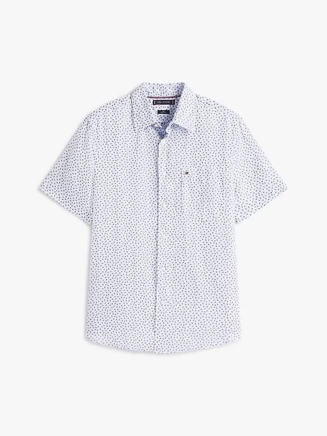 Camisa de lino con estampado náutico de corte regular Camisa de lino con estampado náutico de corte regular