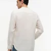 Camisa de lino de corte regular con cuello de banda Camisa de lino de corte regular con cuello de banda