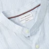 Camisa de lino de corte regular con cuello de banda Camisa de lino de corte regular con cuello de banda