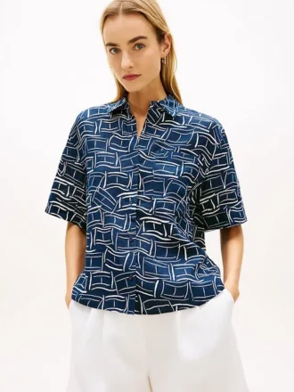 Camisa de lino de manga corta