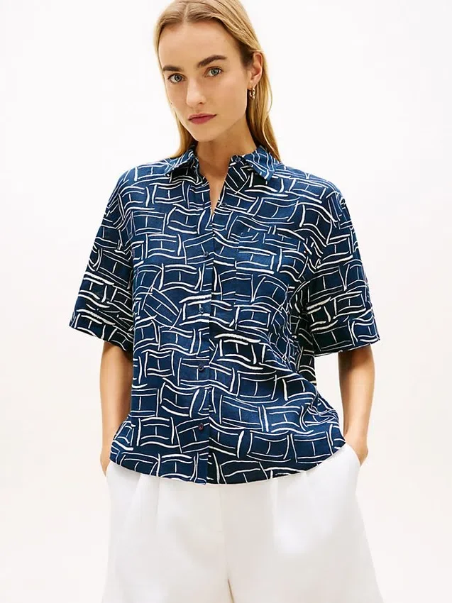 Camisa de lino de manga corta Camisa de lino de manga corta