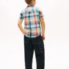Camisa de madras de mezcla de lino y algodón para niños