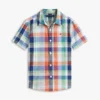 Camisa de madras de mezcla de lino y algodón para niños