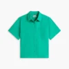 Camisa de manga corta de mezcla de lino Camisa de manga corta de mezcla de lino