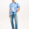 Camisa de mezcla de algodón y lino con estampado tropical Camisa de mezcla de algodón y lino con estampado tropical